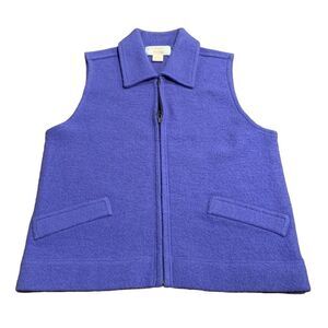 Tally Ho Women’s Purple Blue Wool Zip Front Sweater Vest Small